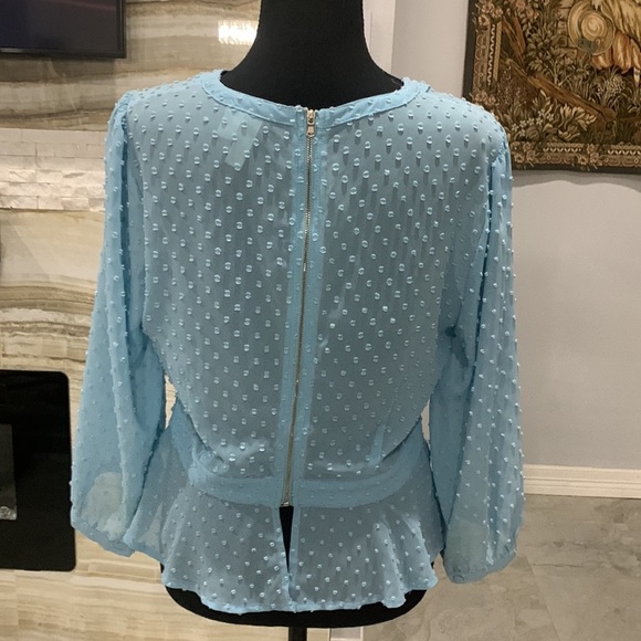 Forever 21‎ Exclusive Baby Blue Chiffon Peplum. Size M(294) - Picture 3 of 9